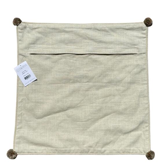 SURYA Pillow Cover 18" x 18" Byron Bay‎ Cotton Tassles Pompoms Cream Multi-Color - Picture 2 of 4